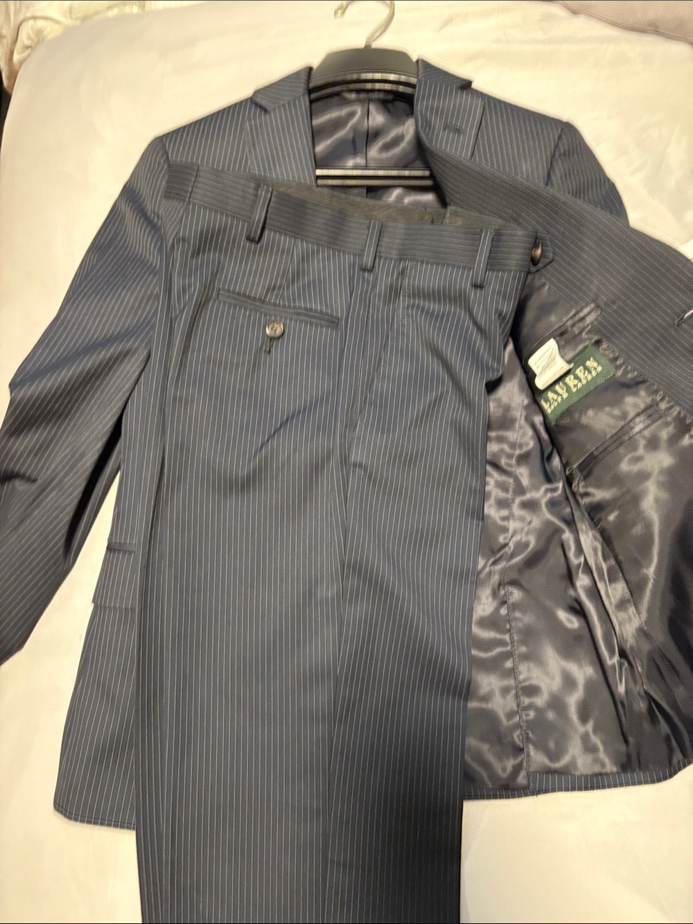 Lauren Ralph Lauren Boys Pinstripe Two-Piece Suit - Classic Formal Blazer/pants